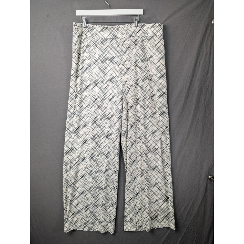 Mark & James Badgley Mischka Women 1XL Wide Leg Pants White Black Abstract Plaid